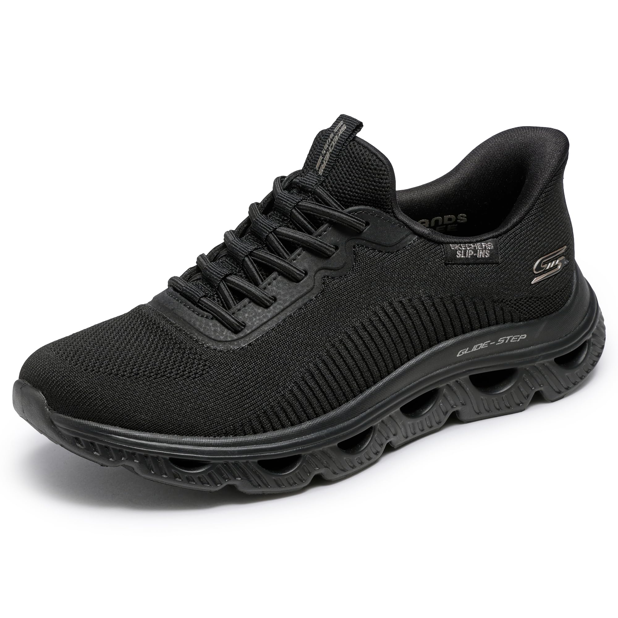 Skechers Women's BOBS ARC Waves Sneaker, Black, 3.5 UK