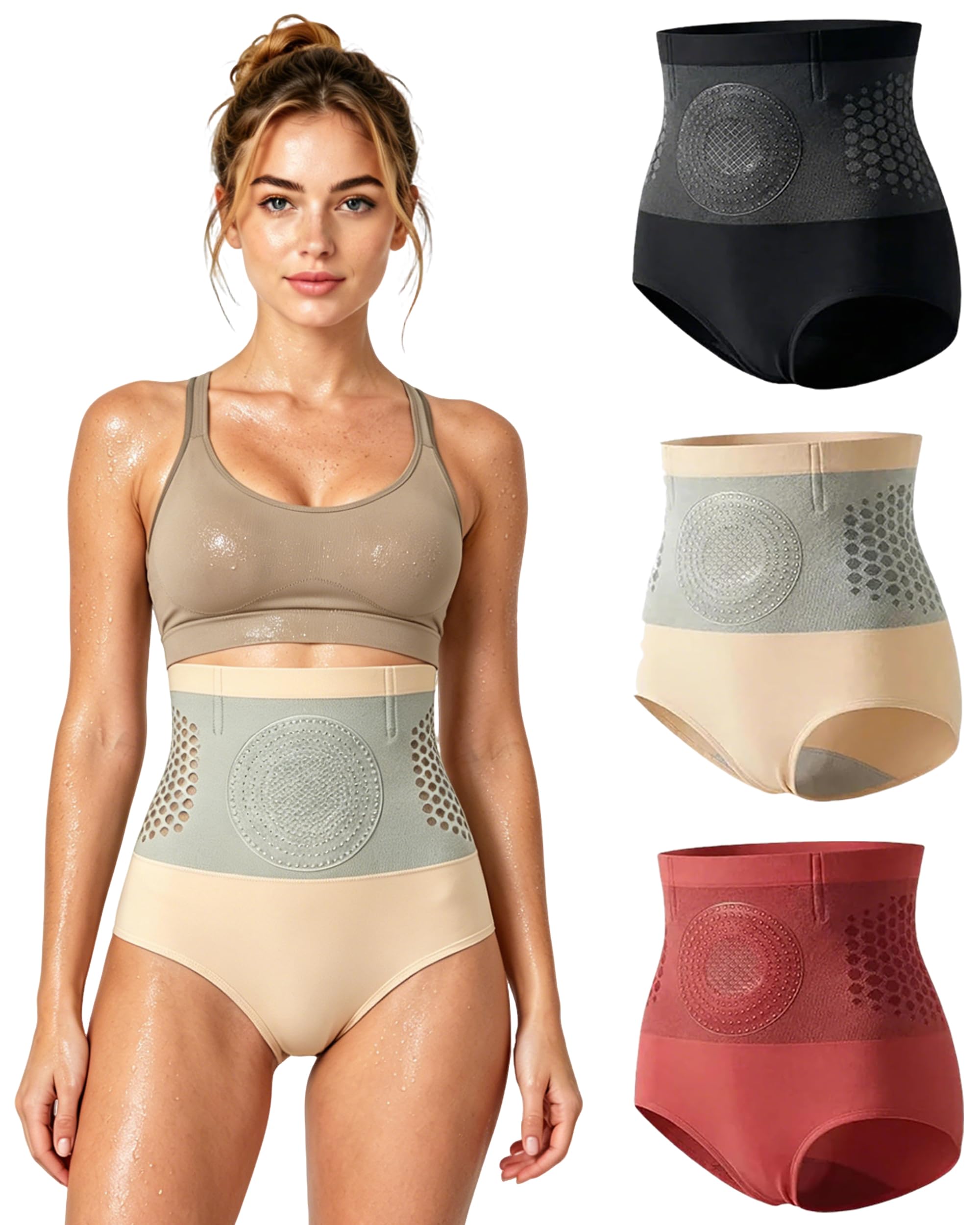 Wxshang Moringa & Berberine 4-in-1 Micro-Particle Sculpting & Fat-Burn Shorts, Moringa and Berberine Fat Burning Shorts (Beige,XL)
