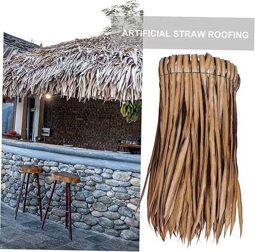 Miniatura 5 de Happyyami 3 unids de teja de paja simulada alfombra de paja Tiki choza paja realista paja Tiki bar paja techo de paja falda de mesa o paja
