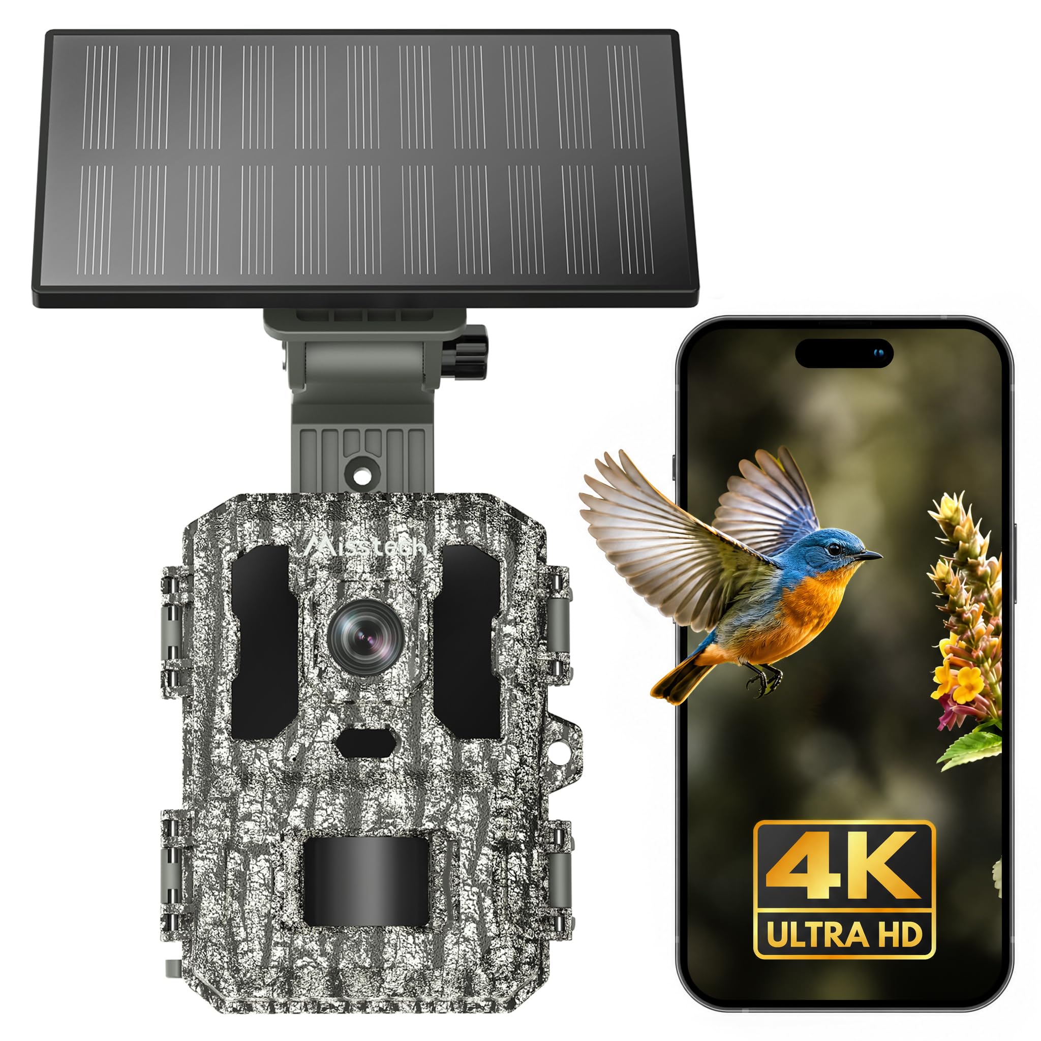 Misstech 4K UHD Solar Trail Camera for Game & Wildlife Monitoring - 0.1s Motion Trigger to Capture Fast Animals, 64MP/4K Clear Night Vision, No Monthly Fee, App Control, IP66 Waterproof, 32GB SD Card-picture-32