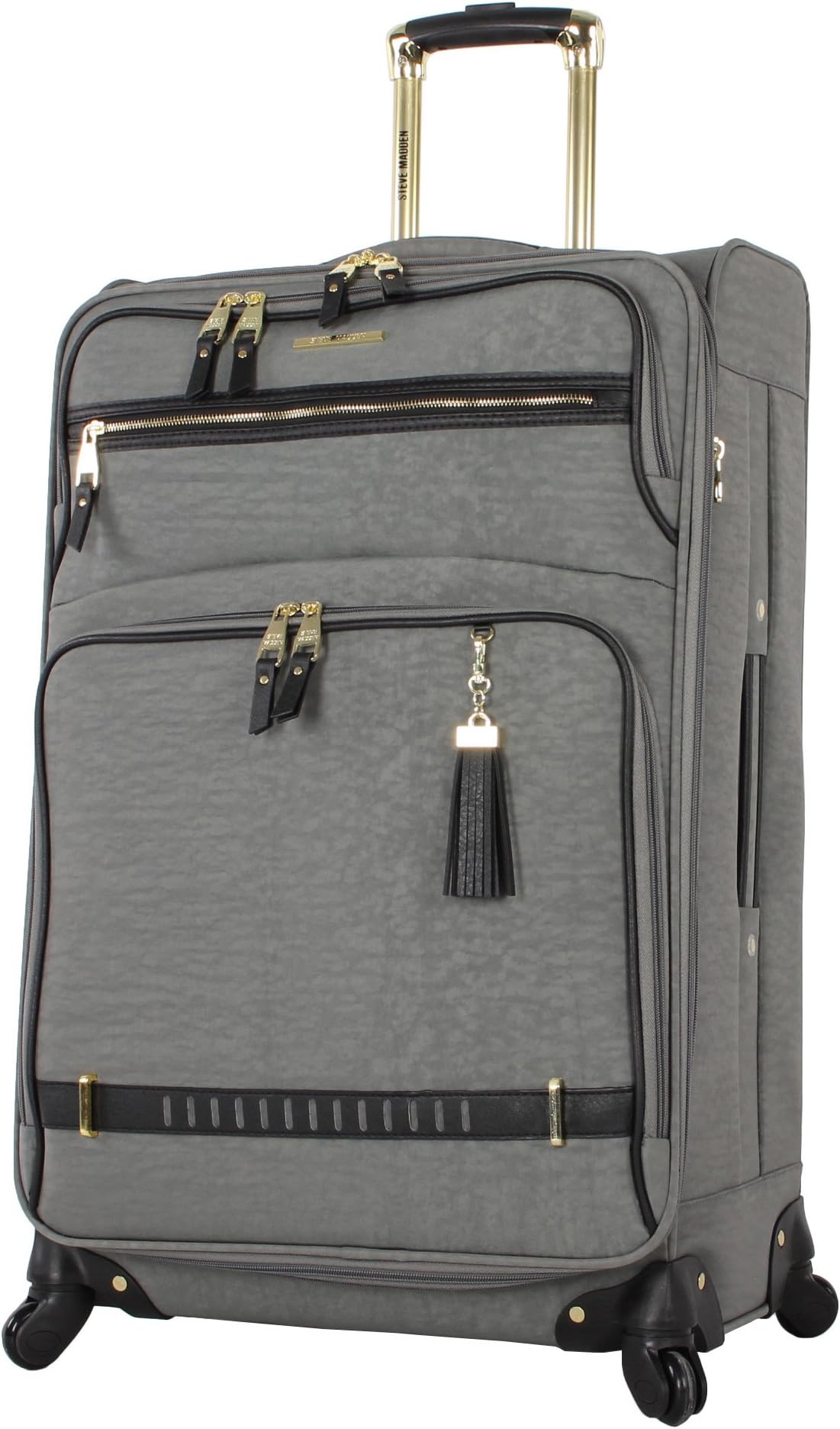 - Designer Luggage - Checked Large 28 Inch Softside Suitcase - Expandable for Extra Packing Capacity - Lightweight Bag with Rolling Spinner Wheels (Peek-A-Boo Grey)
