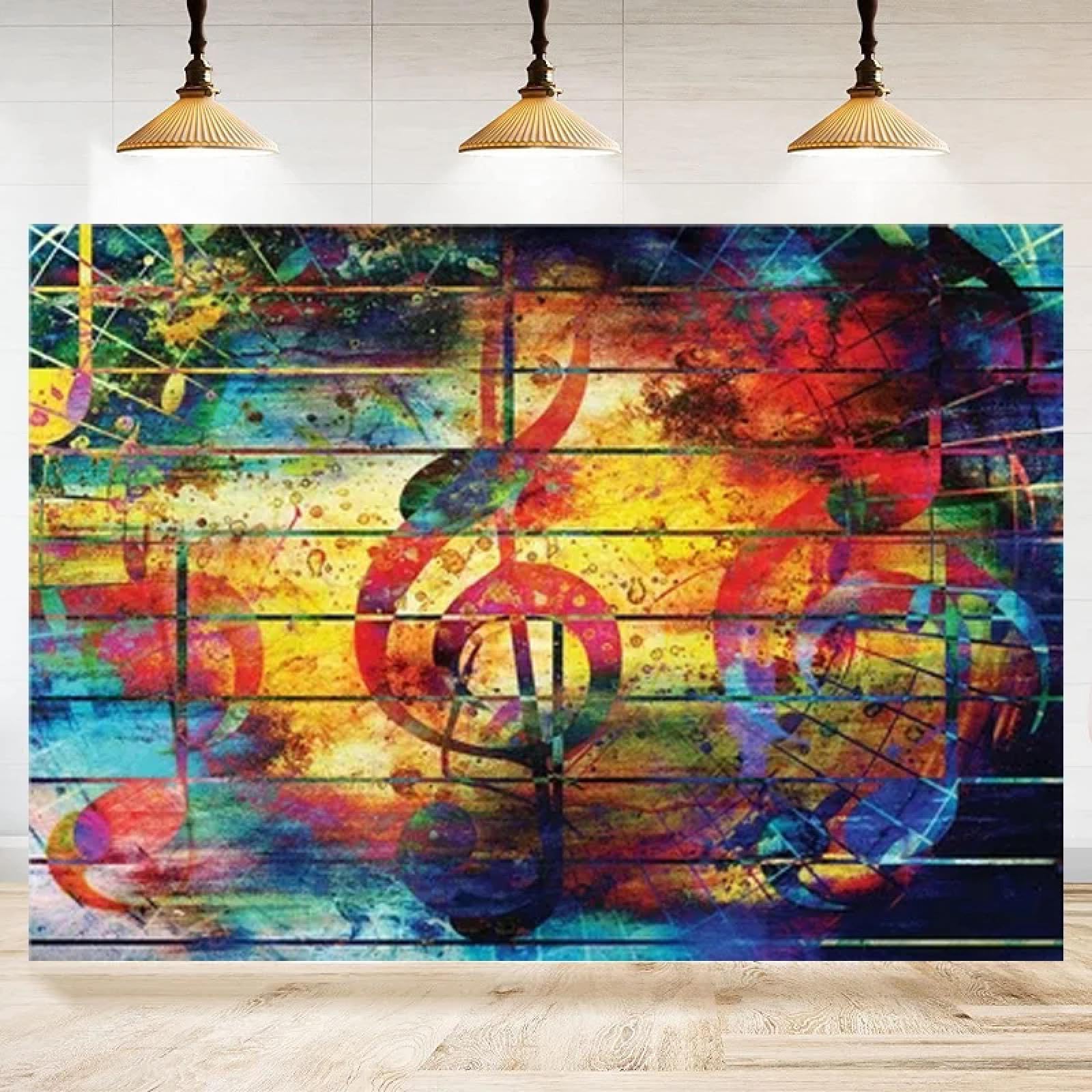 Notazione Musicale Sfondo Fotografico Per La Decorazione Del Partito Musica Simbolo Di Musica Banner Retrò Legno Cemento Parete Sfondo Poster 440x300CM
