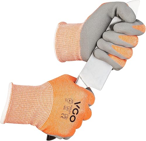 Vgo... 1 par de guantes resistentes a cortes ANSI A3, protección de manos, revestimiento de goma de látex para jardinería y trabajo (talla M, disponible en Yaxa Peru