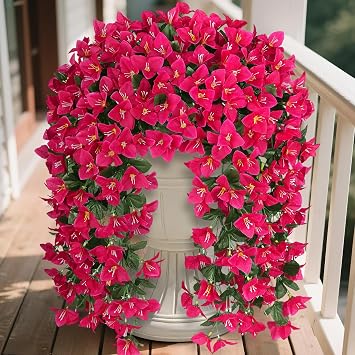 Artificial Bougainvillea Flowers for Outdoors, 2 Pcs, Hotpink
