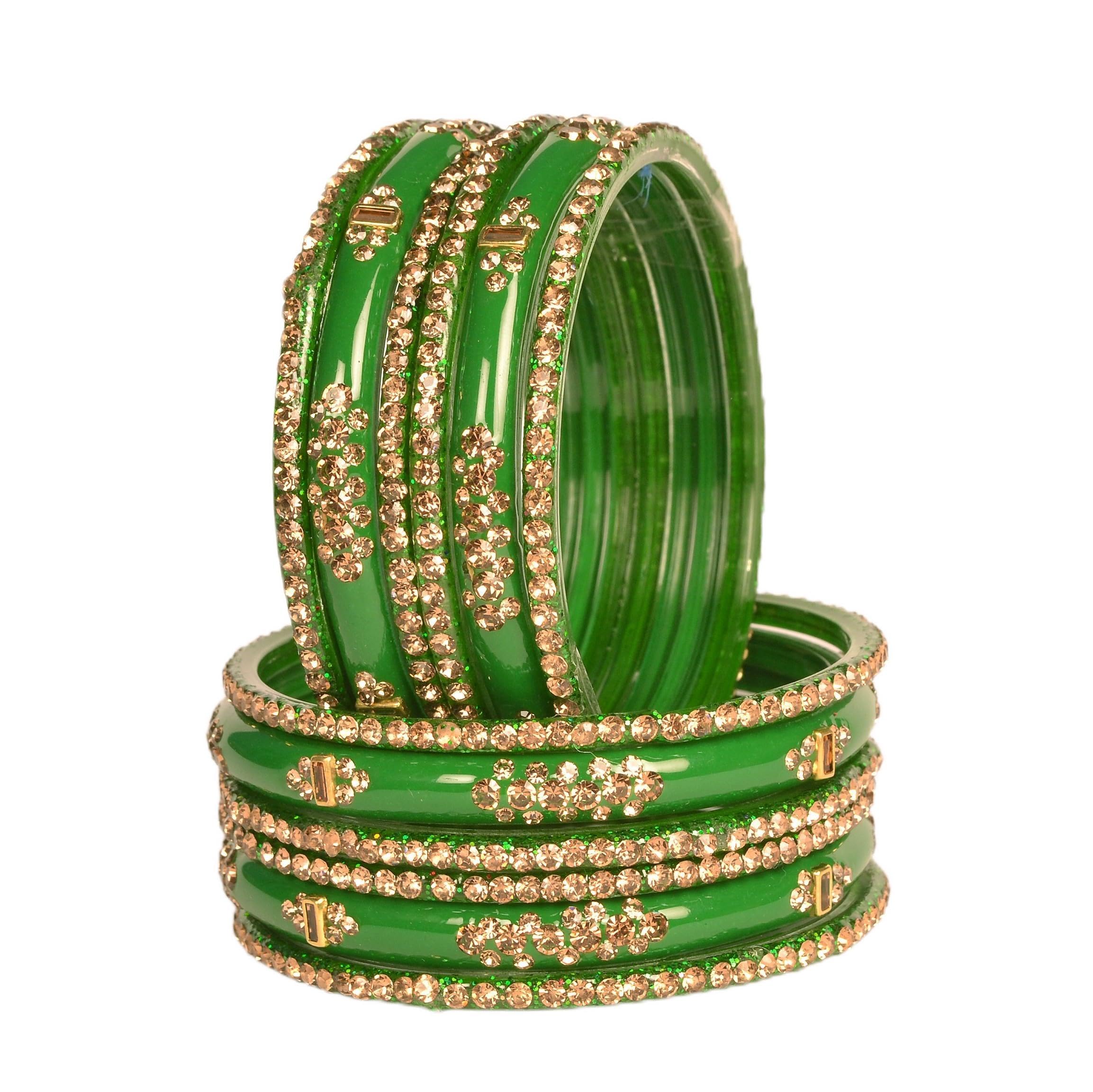 Swara Creations Green Mehrun Red Glass Bangles Set for Women | Zirconwork Bangles | Glass bangles for festivals & occasions, Traditional glass bangles (SKU276)