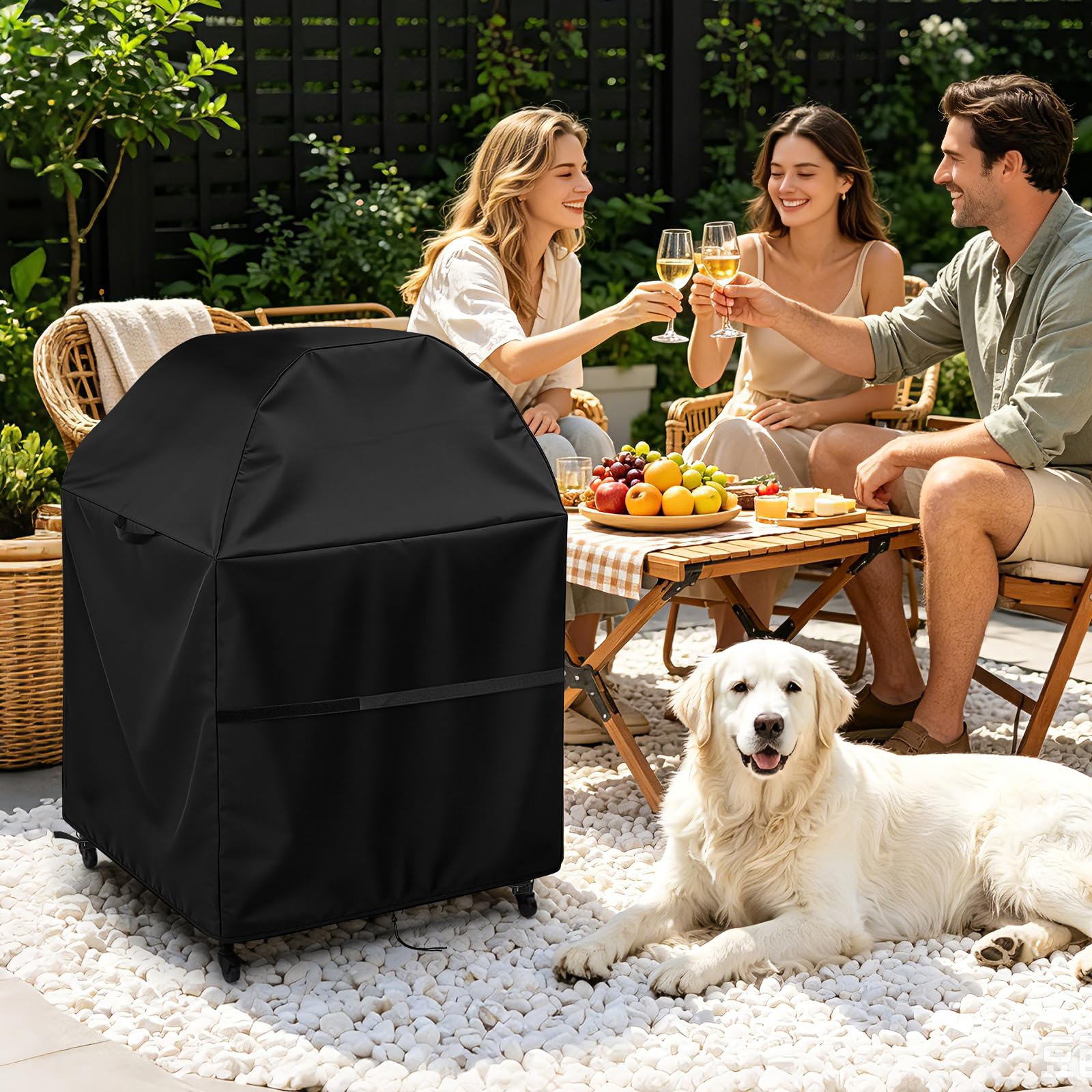 Copertura per forno da pizza da esterno per forno Ooni e tavolo grande | Copertura impermeabile per tavolo da barbecue per pizza (solo copertura), 83 x 83 x 132 cm, nero