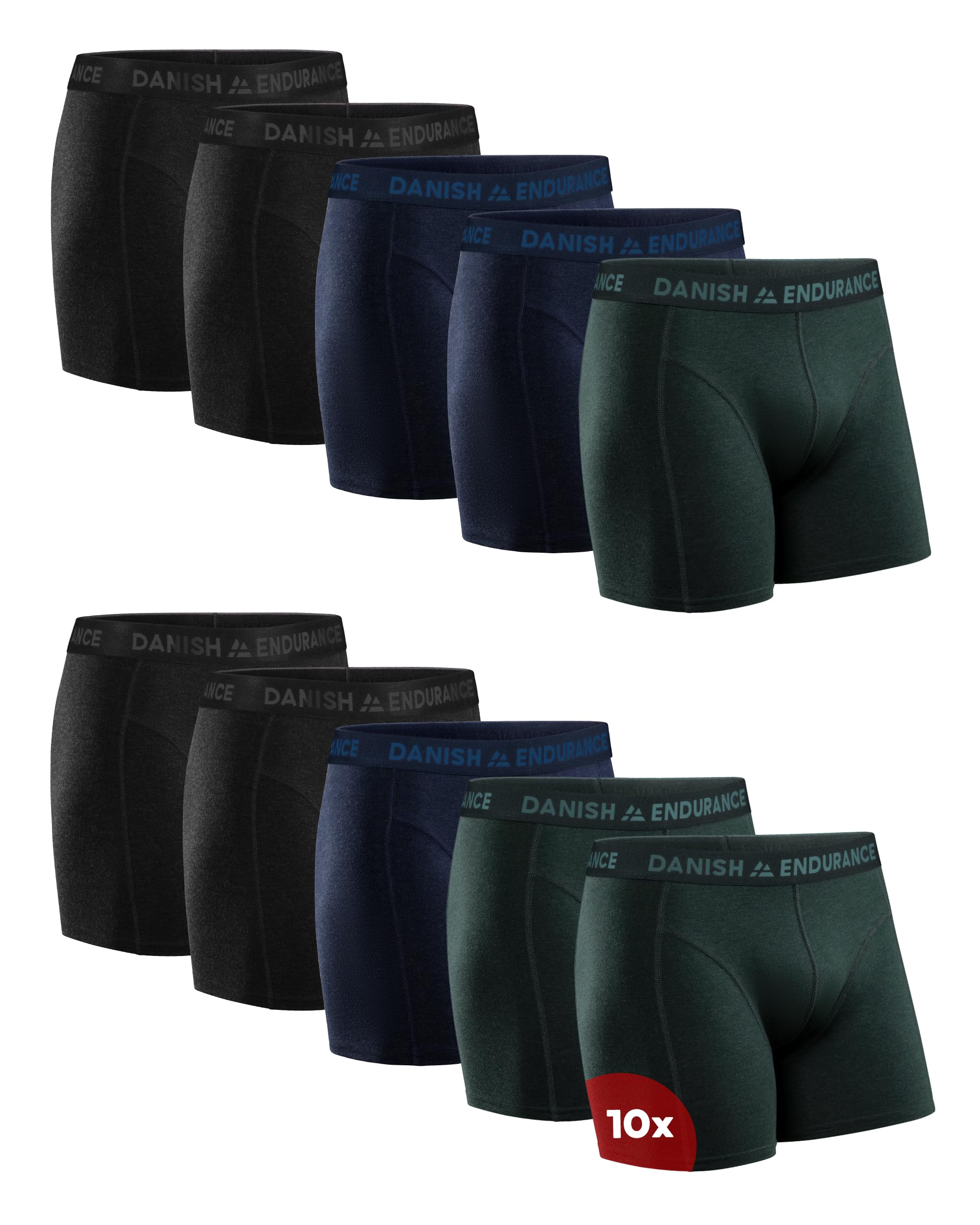 DANISH ENDURANCE 3er & 10er Pack Boxershorts Herren, Weiche Baumwolle Unterhosen Männer, Unterwäsche Herren mit Stretch, Atmungsaktiv, Mit oder ohne Eingriff