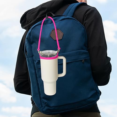 Miniatura 6 de VIKIZUES Mango para botella de agua, soporte para botella de agua de silicona suave, eslinga, cordón, portador con correa, se adapta a la mayoría de