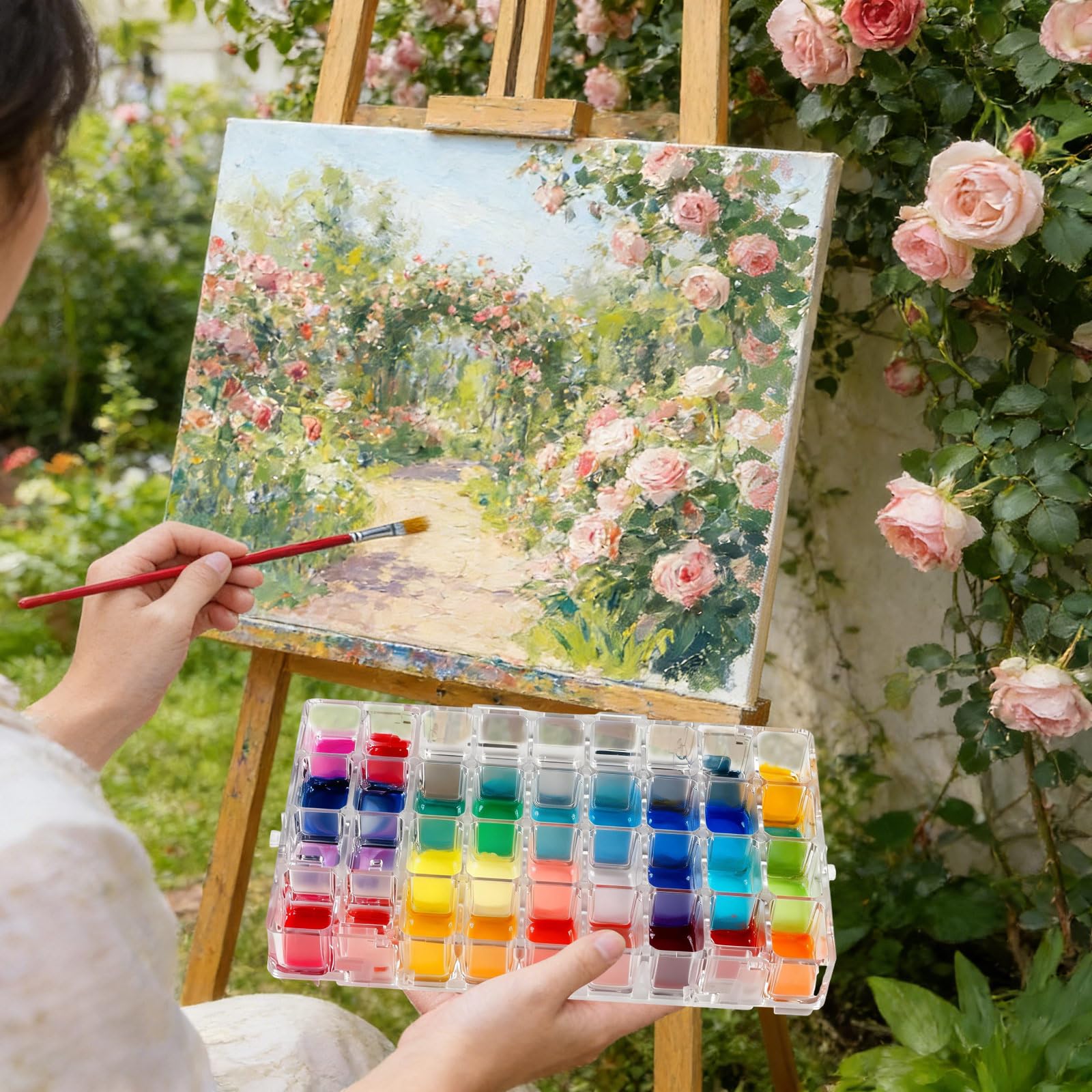 WANDIC scatola per pittura ad acquerello, 1 pz, 36 pozzetti, contenitore vuoto per pittura ad acquerello, acrilico e pittura ad olio