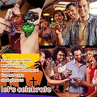 Vista 6 de Sunnyray 48 vasos de chupito de plástico para Halloween a granel de 2 onzas de plástico duro transparente, vasos desechables coloridos de sabor