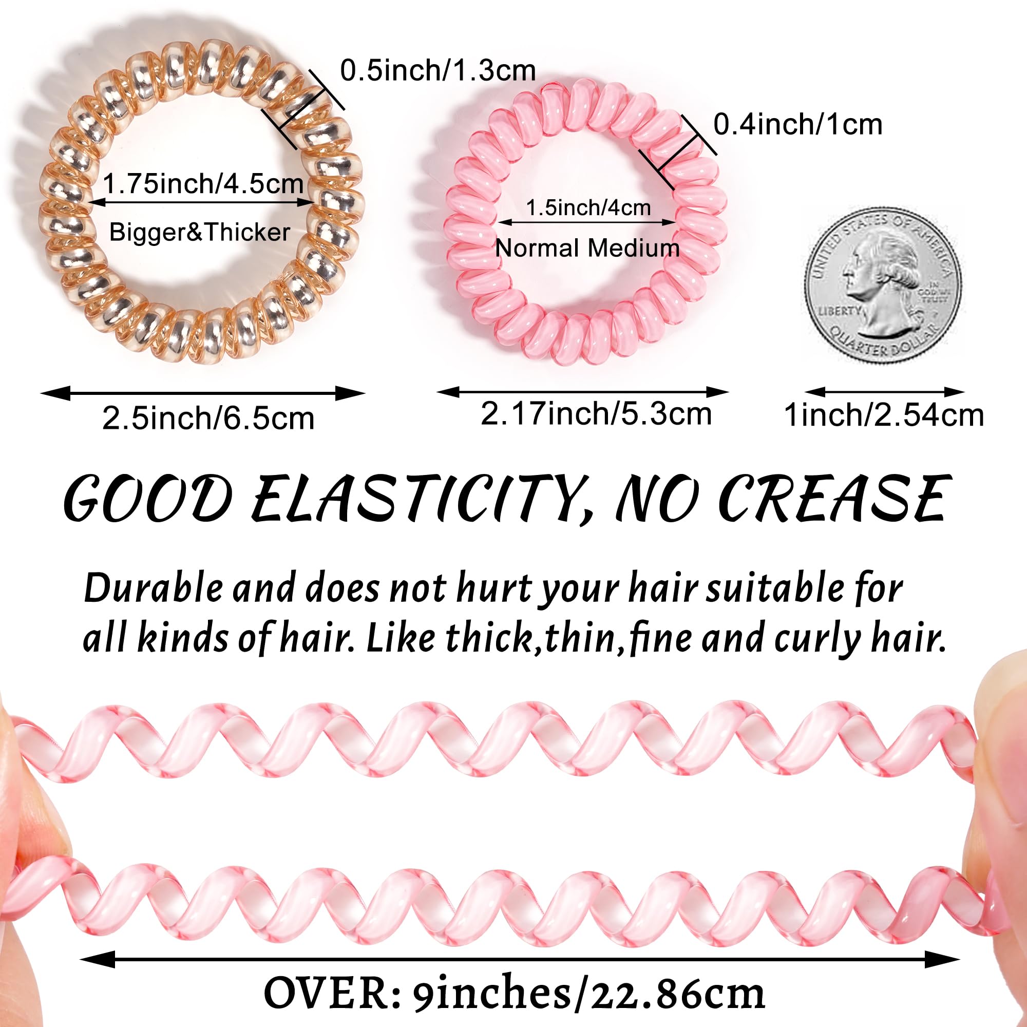32 ligas en espiral para el cabello, sin arrugas, bobinas elásticas para el cabello, pulseras en espiral de colores caramelos, accesorios para el cabello para mujeres y niñas 2