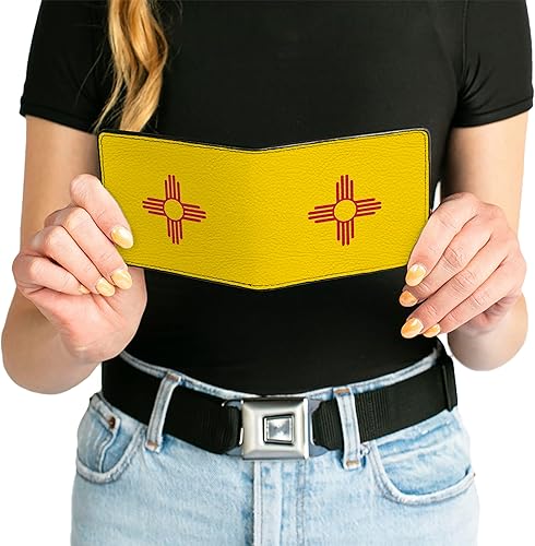 Miniatura 6 de Buckle-Down Billetera plegable de PU para hombre, bandera de Nuevo México, multicolor, 4.0 x 3.5 pulgadas, Varios colores