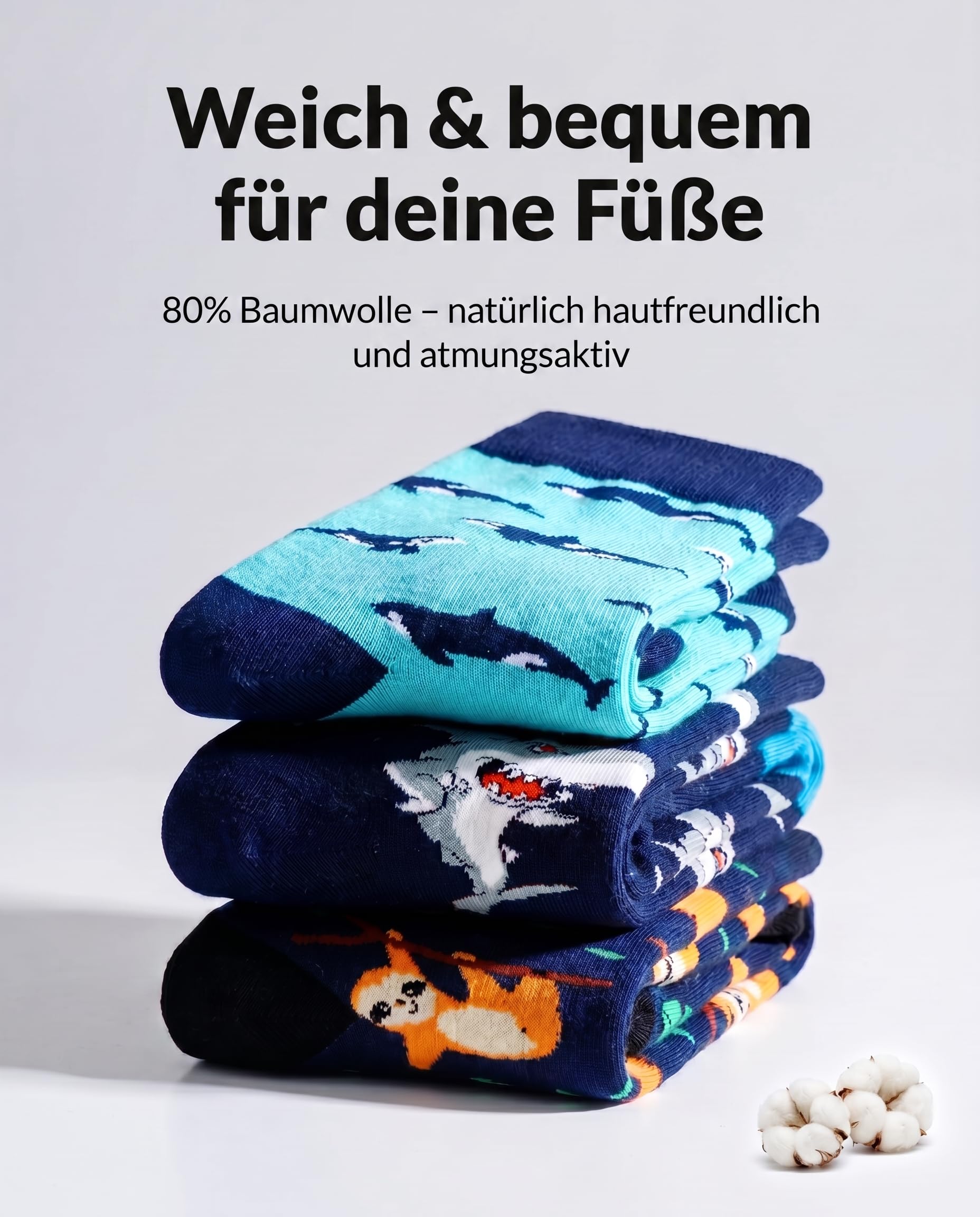 WeciBor 12 Paar Bunt Lustige Herren Baumwolle Socken Neuheit Verrückte Witzige Coole mit Motiv