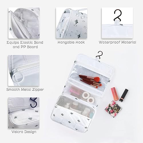 Miniatura 5 de Neceser colgante, organizador de viaje de gran capacidad para artículos de tocador, tela Oxford impermeable, bolsa de cosméticos de viaje con gancho