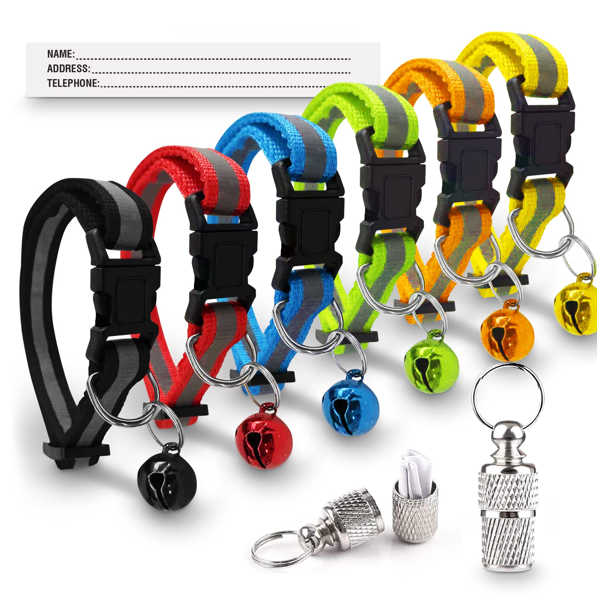 18 Campanitas + 2 Chapas Informativas Para Collar De Mascotas – Antipérdida, Decorativas, En Varios Colores, Hierro Y Latón