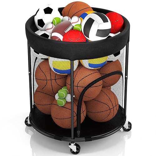Ball Storage, Basketball Holder Ball Rack Basketball Organizer Bin 2