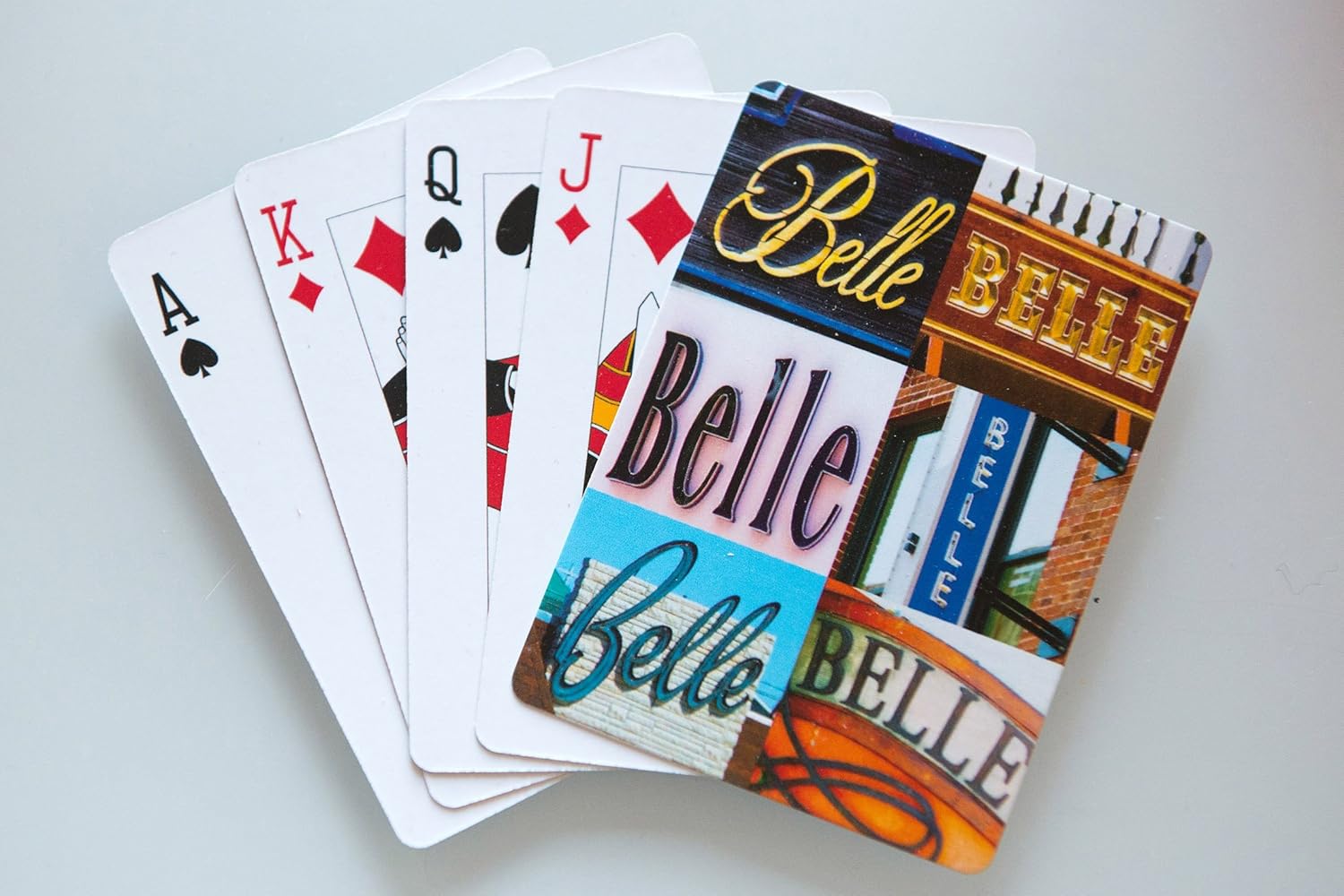 BELLE Personalized Playing Cards featuring photos of actual signs