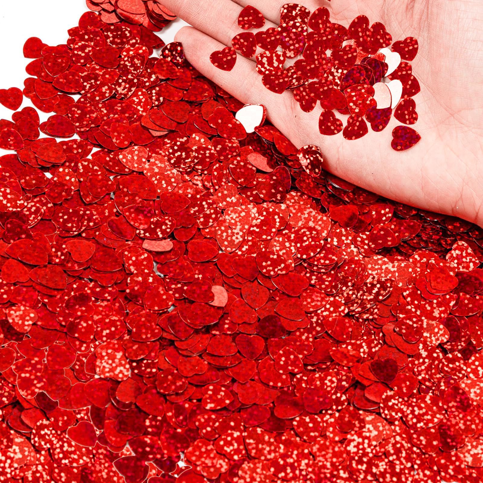 Lerpwige Heart Flakes Shimmering Heart PVC Confetti Vase Balloon Fillers for Dinner Parties Wedding Valentine's Day Birthday Celebration Glittering