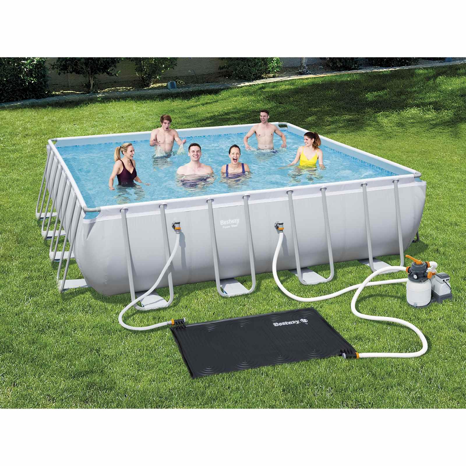 Tapis de Chauffage Solaire pour Piscine Noir 110 x 171 cm PVC résistance intempéries efficacité économique, Facile à Installer pour Bain extérieur, régulateur de température Inclus