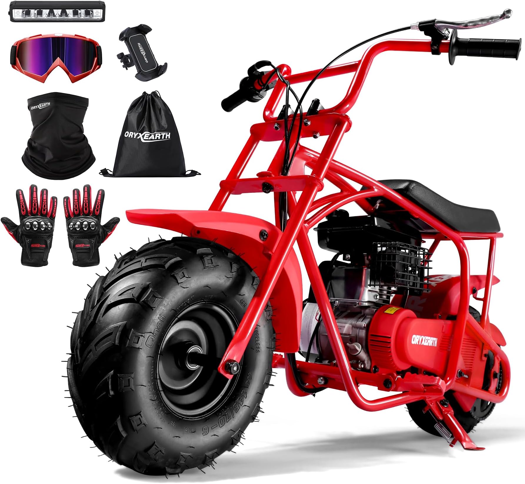 Oryxearth Mini Bike for Kids, 105CC 4-Stroke Kid Gas Powered Off-Road Pocket Pit Trail Motorcycle W/EPA Approved, Up to 28 Mph Weight Support 185 LBS, for Adults and Teens, Standard, RED