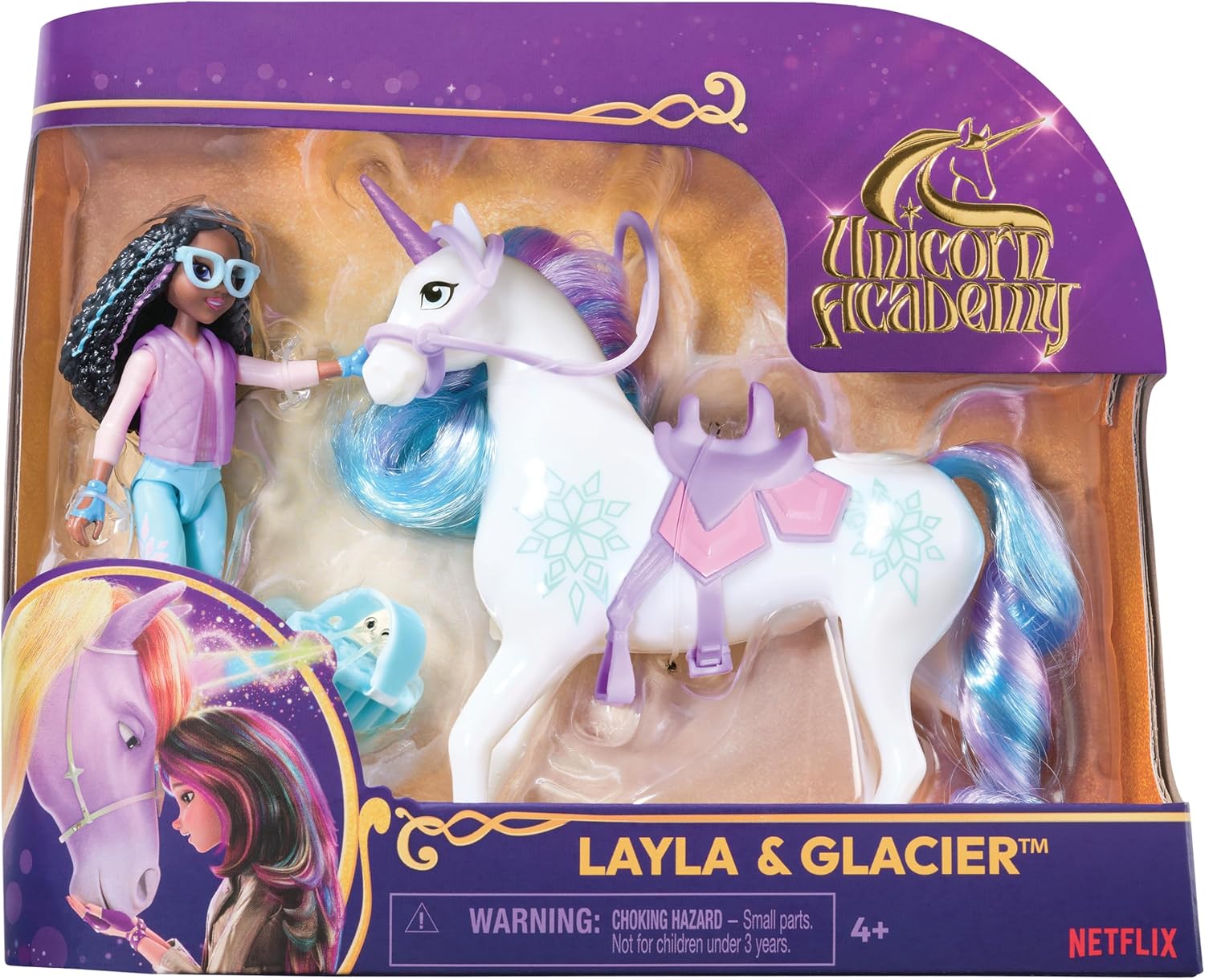 Unicorn Academy Rider and Unicorn Set – Approx. 12 cm, The Popular Netflix Series, with 2 Accessories and Brush for Creative Role Play, for Children from 4 Years, Assorted Items Without Pre-Selection