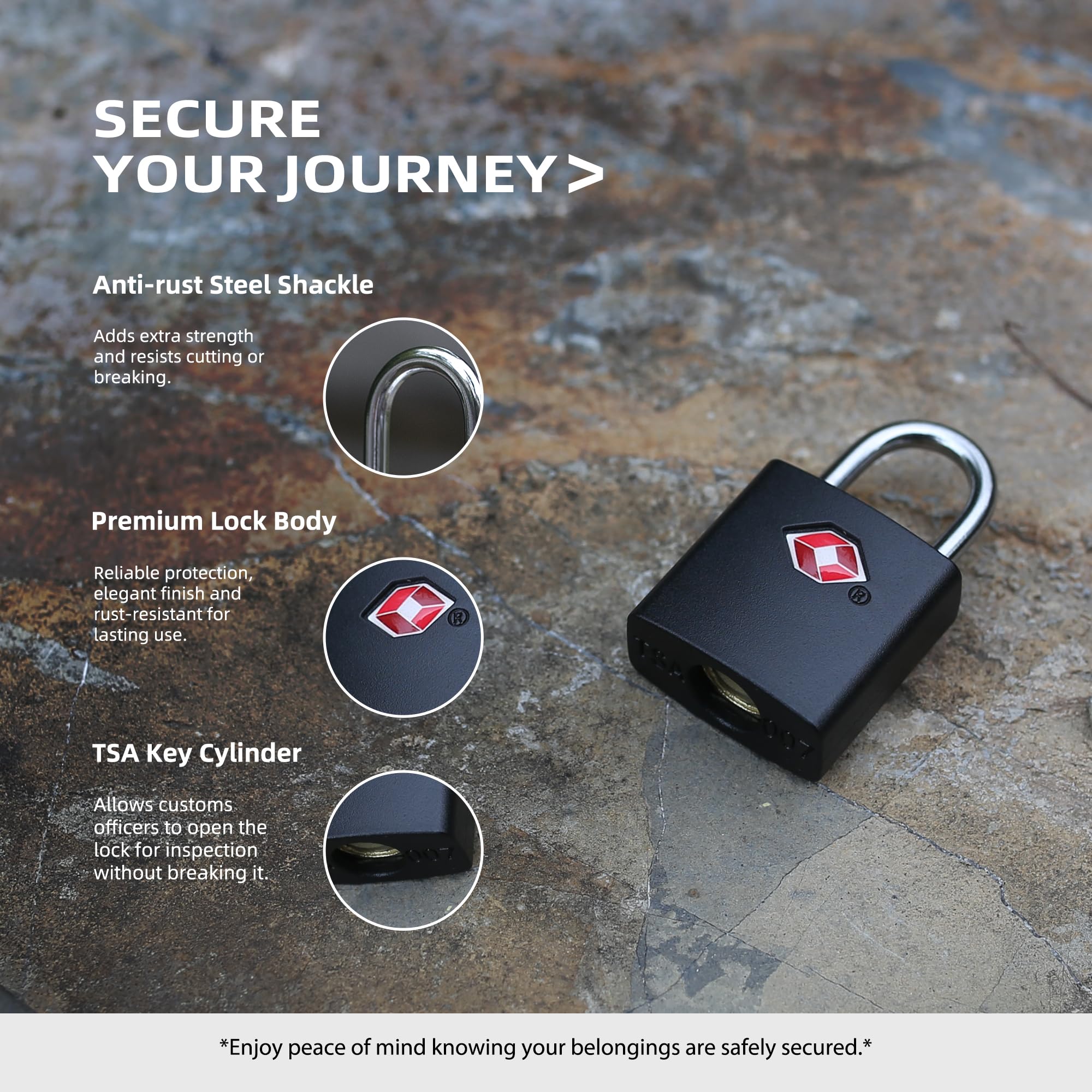 TSA Locks for Luggage with Keys, Travel Luggage Locks TSA Approved 4 Pack, Small Padlock with Key, Keyed Alike Mini Padlock for Suitcase, Backpack, Bag, Zipper, Case, Box, Small Locker