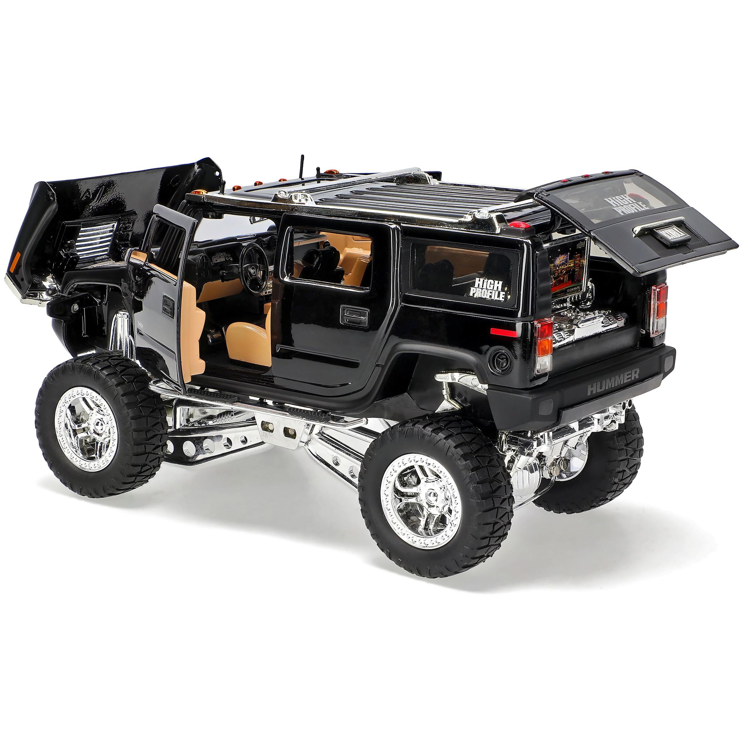 Hummer H2 H 2 SUV Van Black High Profile Higher Set 1/24