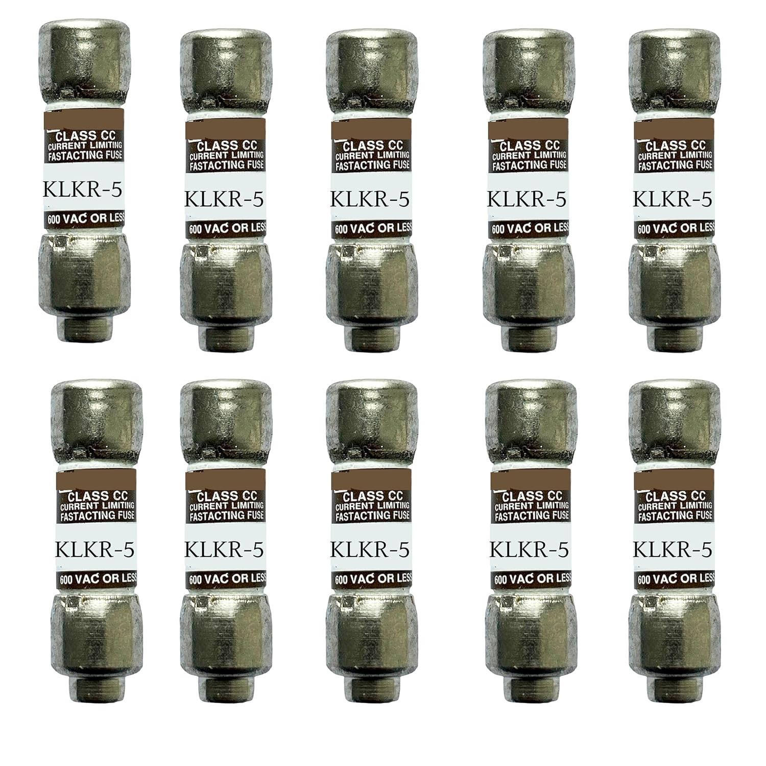 10-Pack New KLKR-5 KLKR-5A KLKR005 600Vac Fast Acting Fuse,KLKR-5A Current Limiting Class CC Rejection Cartridge Fuses