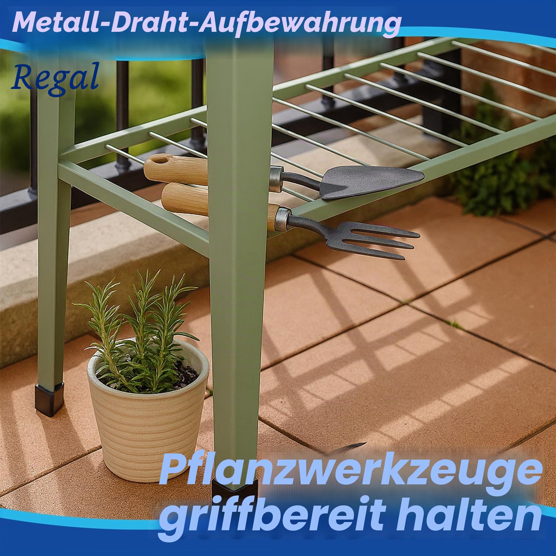 Harbour Housewares Erhöht Erhöhtes Gartenbeet mit Beinen & Lagerregal - Grün - 1x Metall Erzogen Bett Verzinktes Stahl Pflanzer Kasten für den Anbau Im Freien Pflanzen, Gemüse, Blumen und Kräuter