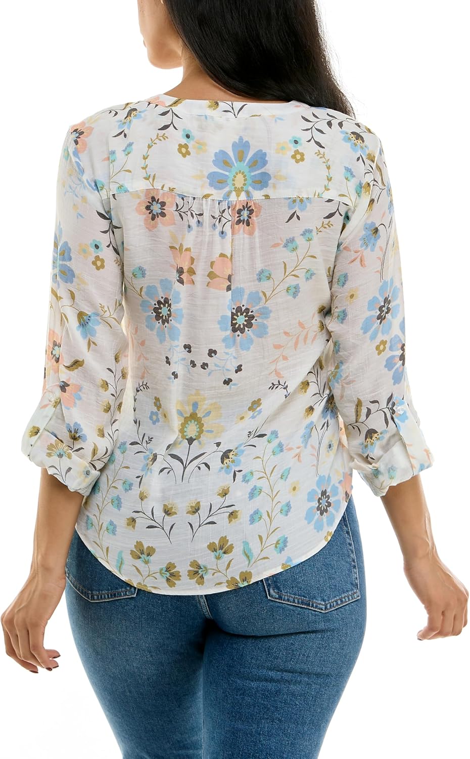 Zac & Rachel Women's Long Sleeve Linen-Like Button Up Shirt with Front Tie + Pocket, Poppy Red/Ceramic, XXL - Image 3