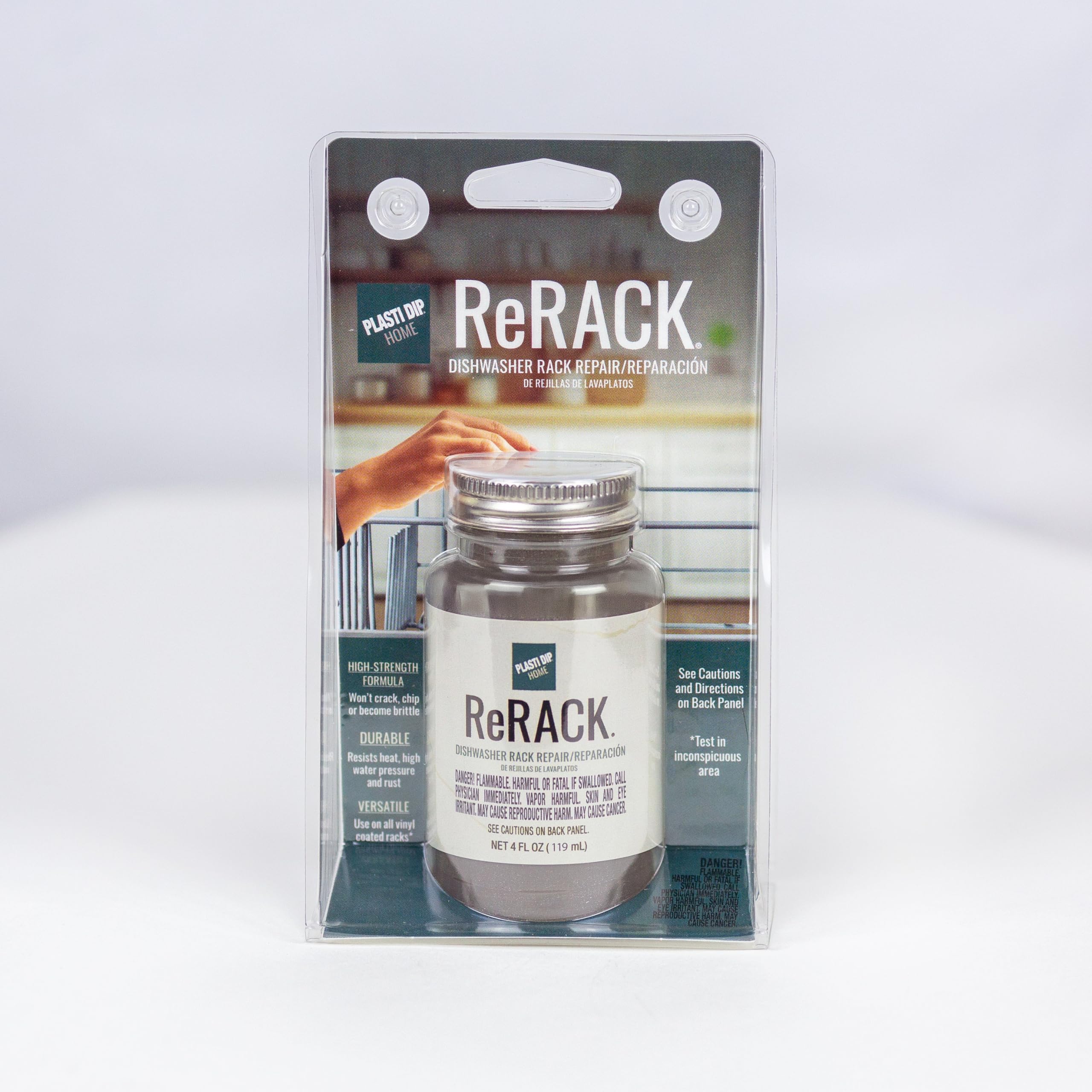 Plasti Dip ReRACK 4 oz Metallic Gray Rack Repair Coating – Flexible Rubber Touch-Up Paint for Dishwasher Racks, Rust Protection, Heat & Water Resistant, Easy Brush-On Formula