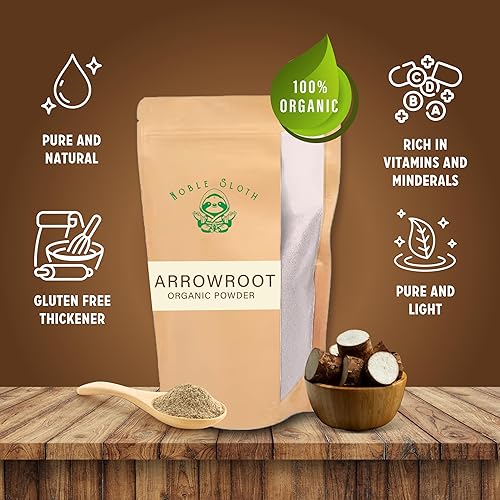 Miniatura 5 de Noble Sloth Polvo de arrurruz orgánico prémium de 16 onzas, almidón de arrurruz natural puro, sin gluten, sin OMG, espesante para cocinar y hornear,