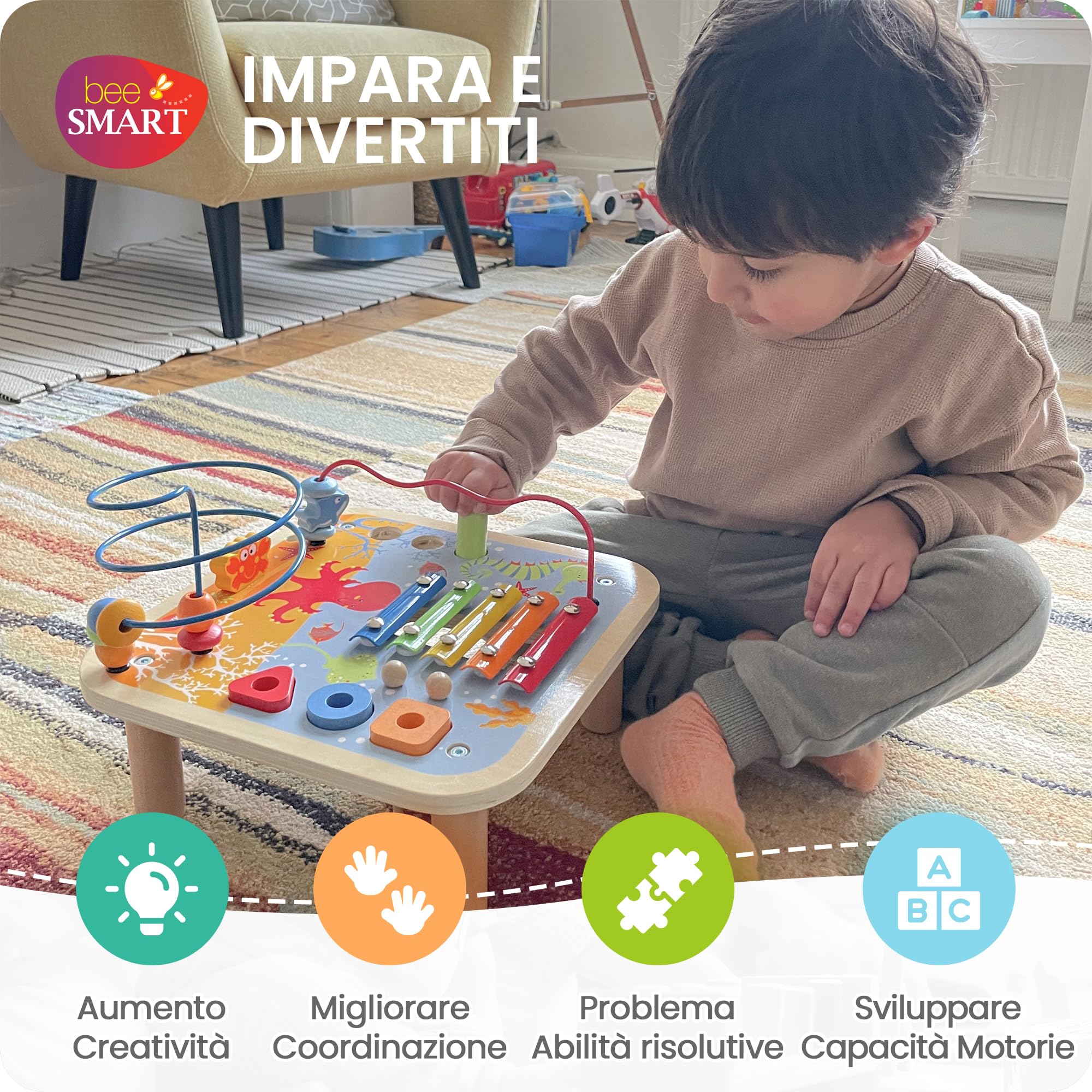TGTT Cubo Montessori Multiattivita - Giochi Bambini- Giochi Legno Educativi Bambini 1 Anno - Giochi Montessori 1 Anni - Gioco Regalo Bambini Bambino Bimbo Bimba 1 2 Anno