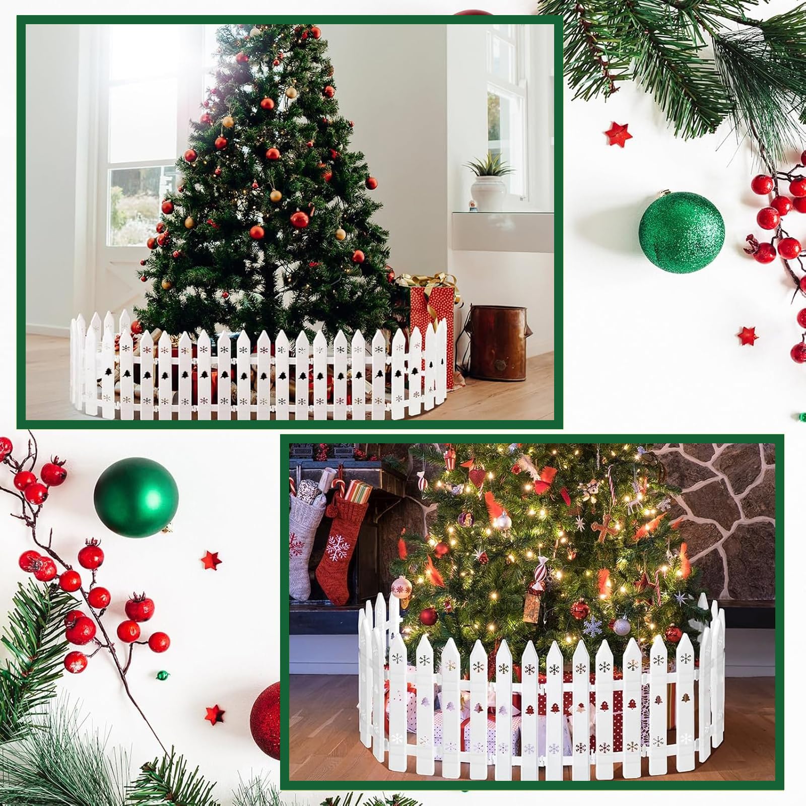 Recinto Per Albero Di Natale - 24 Pezzi, Plastica Bianca, Staccionata Decorativa - Foto 3