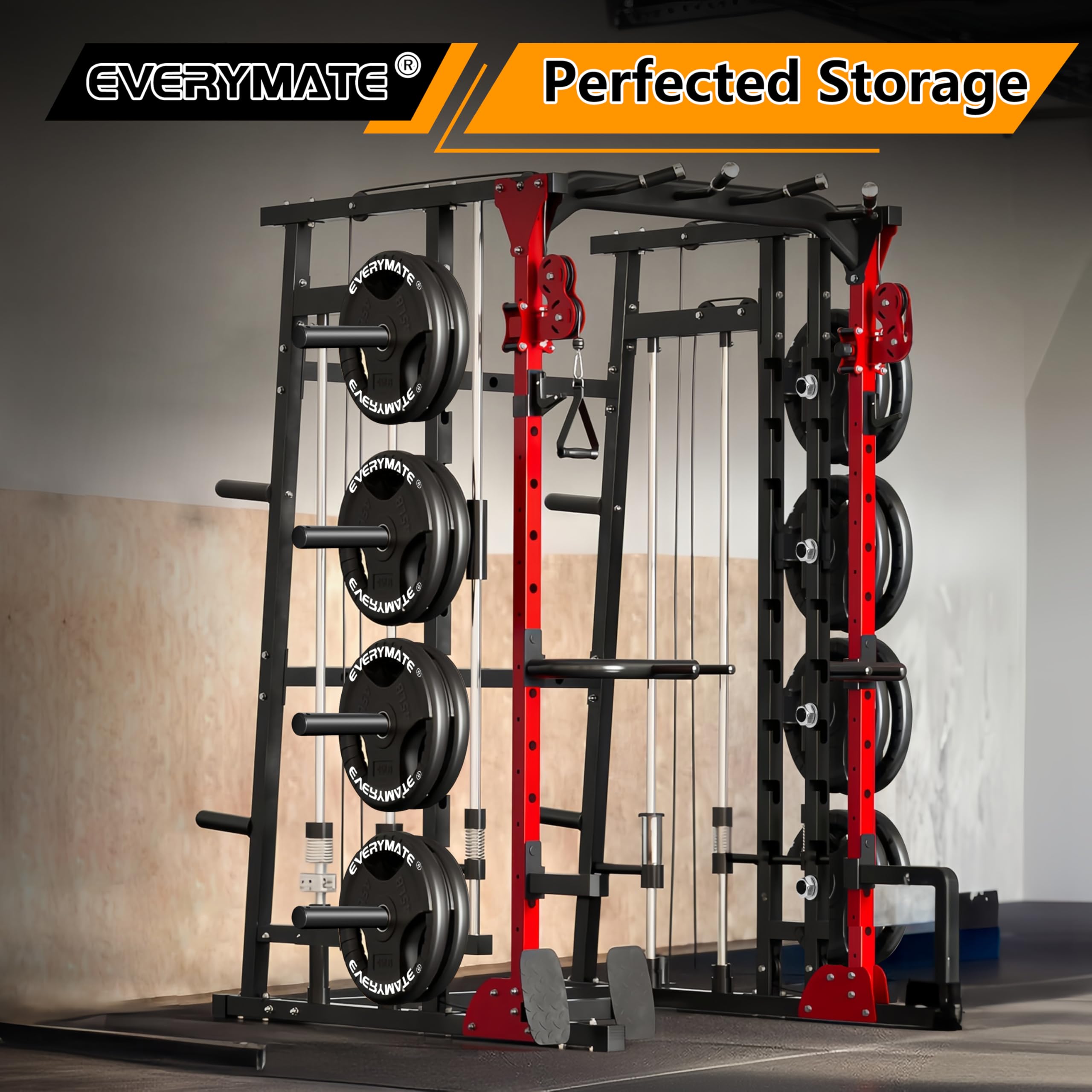 EVERYMATE Estante de almacenamiento para placas de peso, soporte olímpico para discos de peso, almacenamiento de placas de parachoques, organizador de gimnasio en casa
