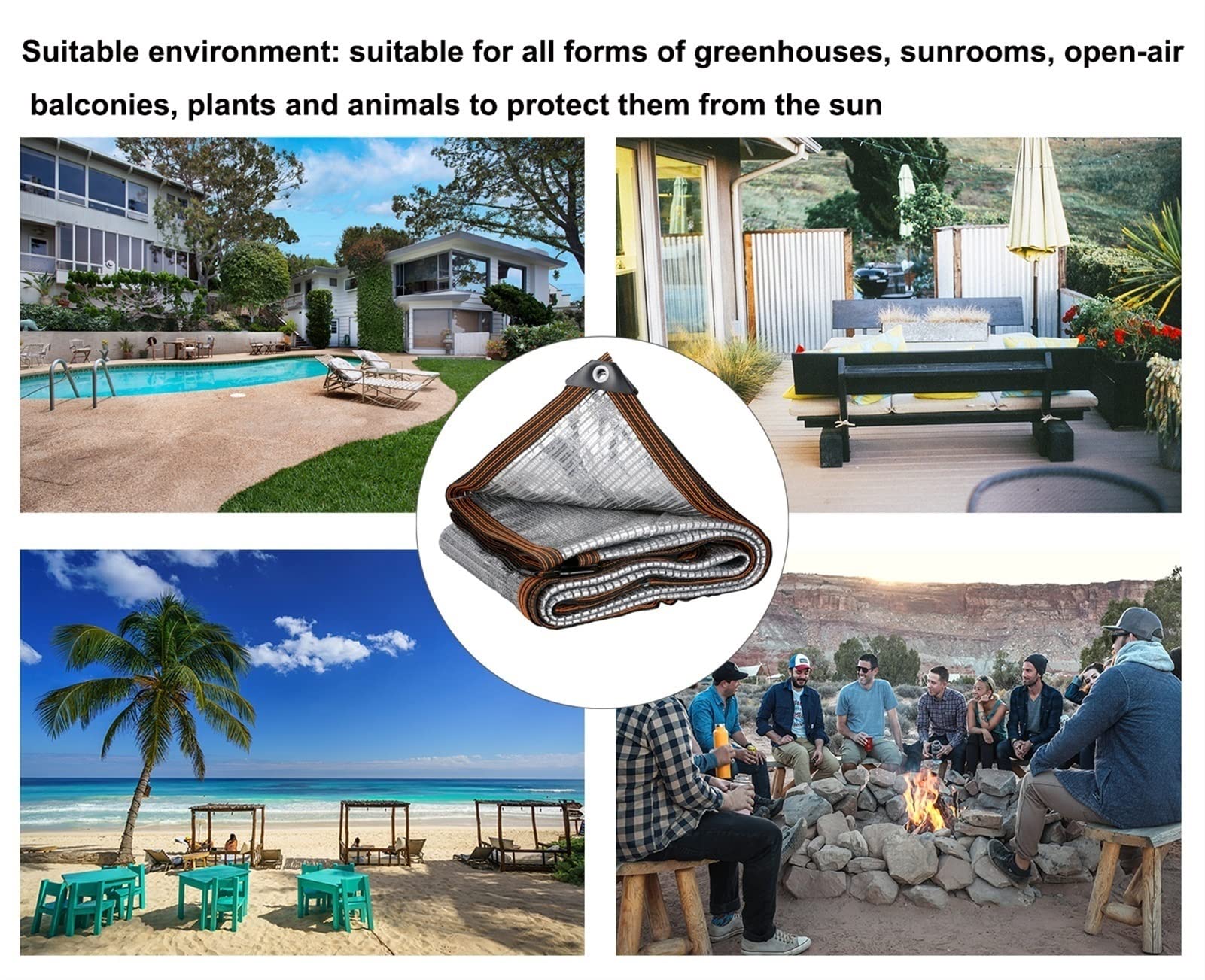 Silber Alufolie Sonnenschutznetz, 55% 65% 85% 95% Schattennetz UV-Resistant Sonnensegel, Outdoor Schattierung Netz Panels mit Ösen für Blumen, Pflanzen, Gewächshaus, Patio Lawn