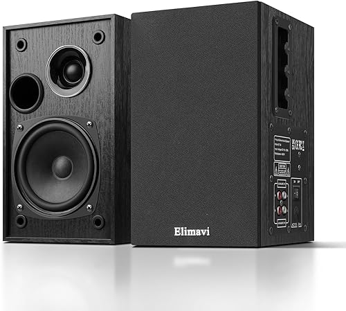 Altavoces alimentados para estantería de 35 W RMS, altavoces de tocadiscos con woofer de 4 pulgadas y tweeters de 1 pulgada con montaje en pared