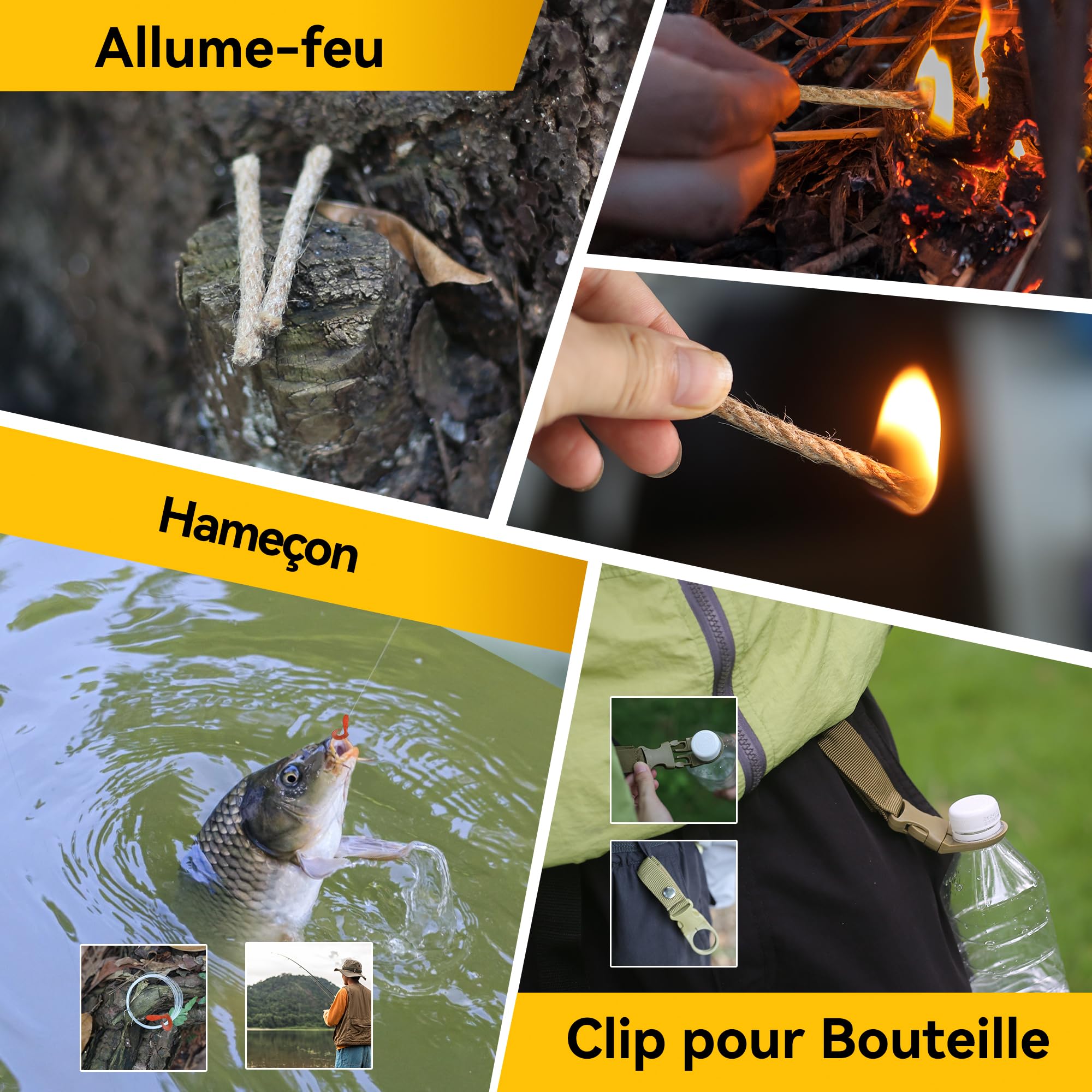 14 en 1 Trousse de Survie Trousse de Survie Polyvalente Trousse de Premiers Soins pour Les Sports de Plein Air, Le Camping, l'alpinisme, Les Pierres Ignifuges