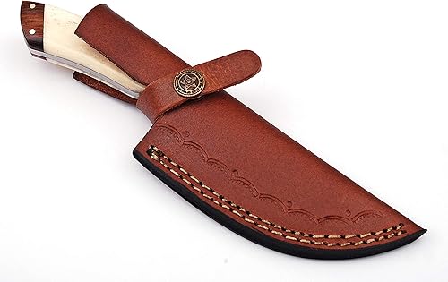 Miniatura 5 de Bushcraft - Cuchillo de caza hecho a mano, cuchillo de desollado, cuchillo de camping, 8 pulgadas, acero de Damasco, cuchillos de hoja fija, mejor