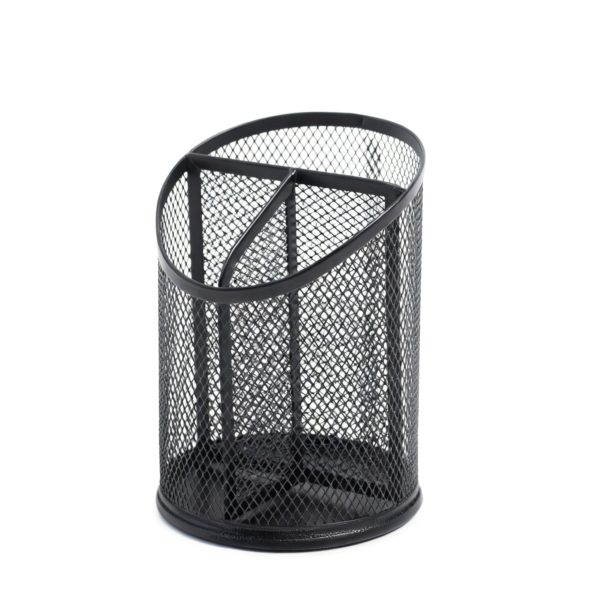 Yixannx Black Multipurpose Metal Desk Organizer Slanted Pen Holder Mesh,
