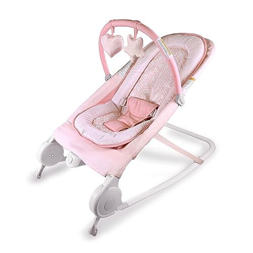 Summer Infant 2 en 1 Bouncer & Rocker Duo (rosa) Práctico y portátil Rocker y gorila para bebés Incluye juguetes suaves y vibraciones relajantes