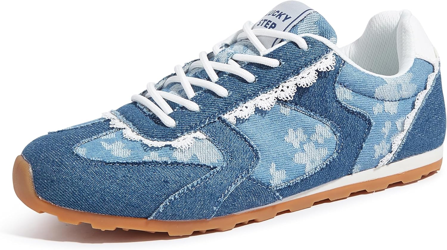 LUCKY STEP Women's Mesh Fashion Sneakers Non Slip Breathable Casual Running Shoes Stylish Retro Lace Walking Sneaker