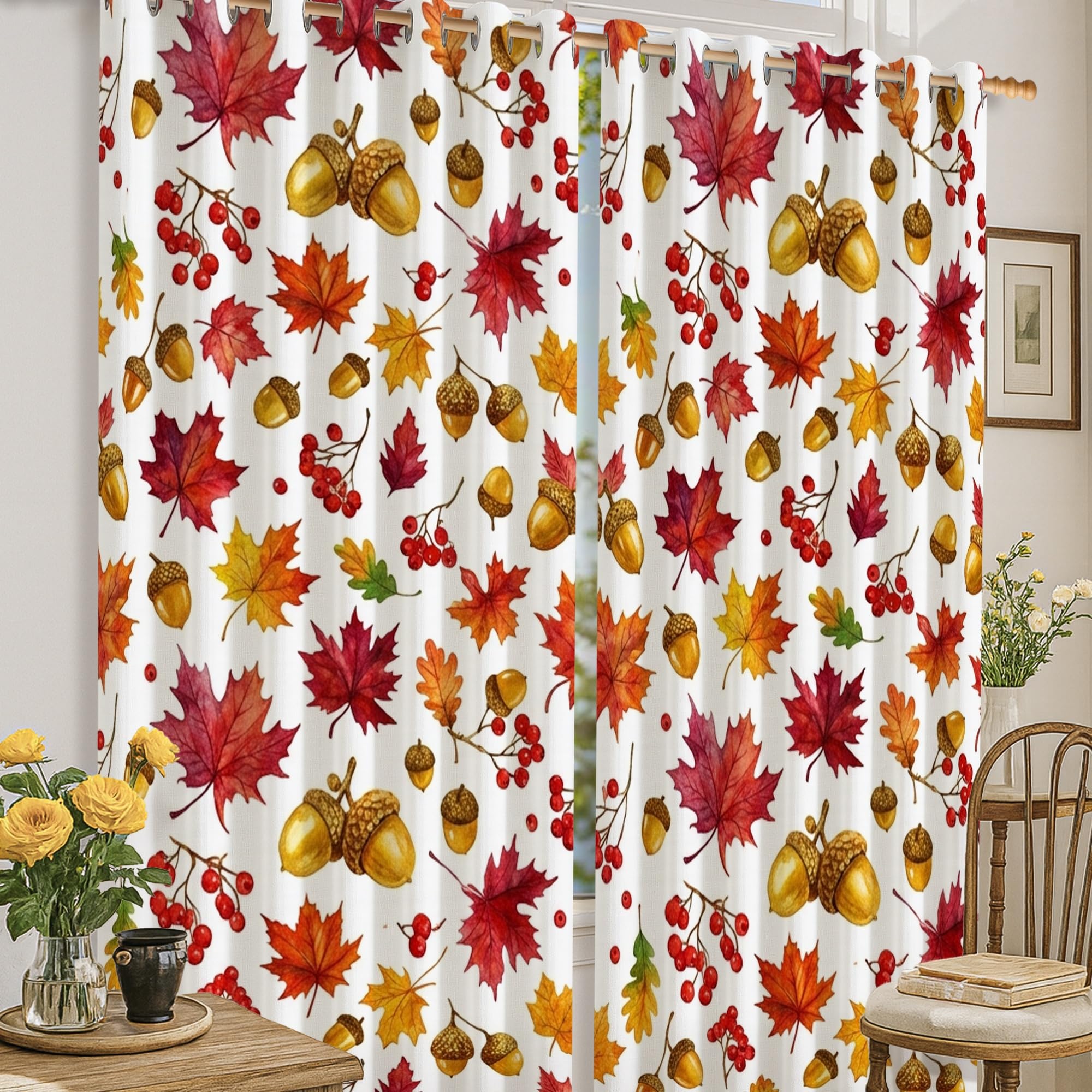 Rideaux occultants rouge automne 132 x 160 cm pour crèche