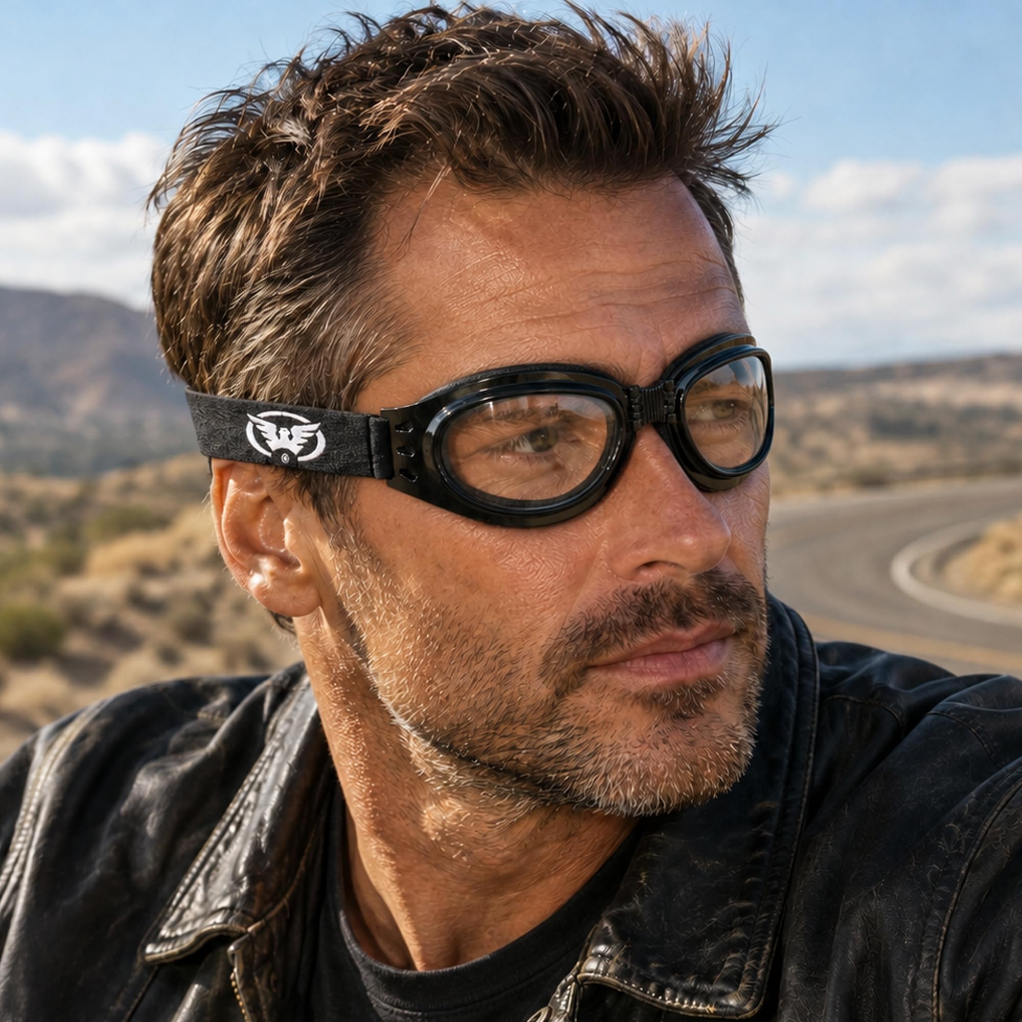 Global Vision Adventure Foldable & Padded Motorcycle Goggles Black Frame with Clear Lens : Ski Goggles : Sports & Outdoors