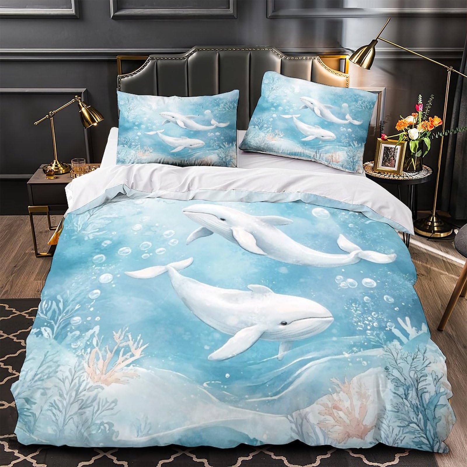 Parure de lit baleine 3D pour une chambre océanique apaisante
