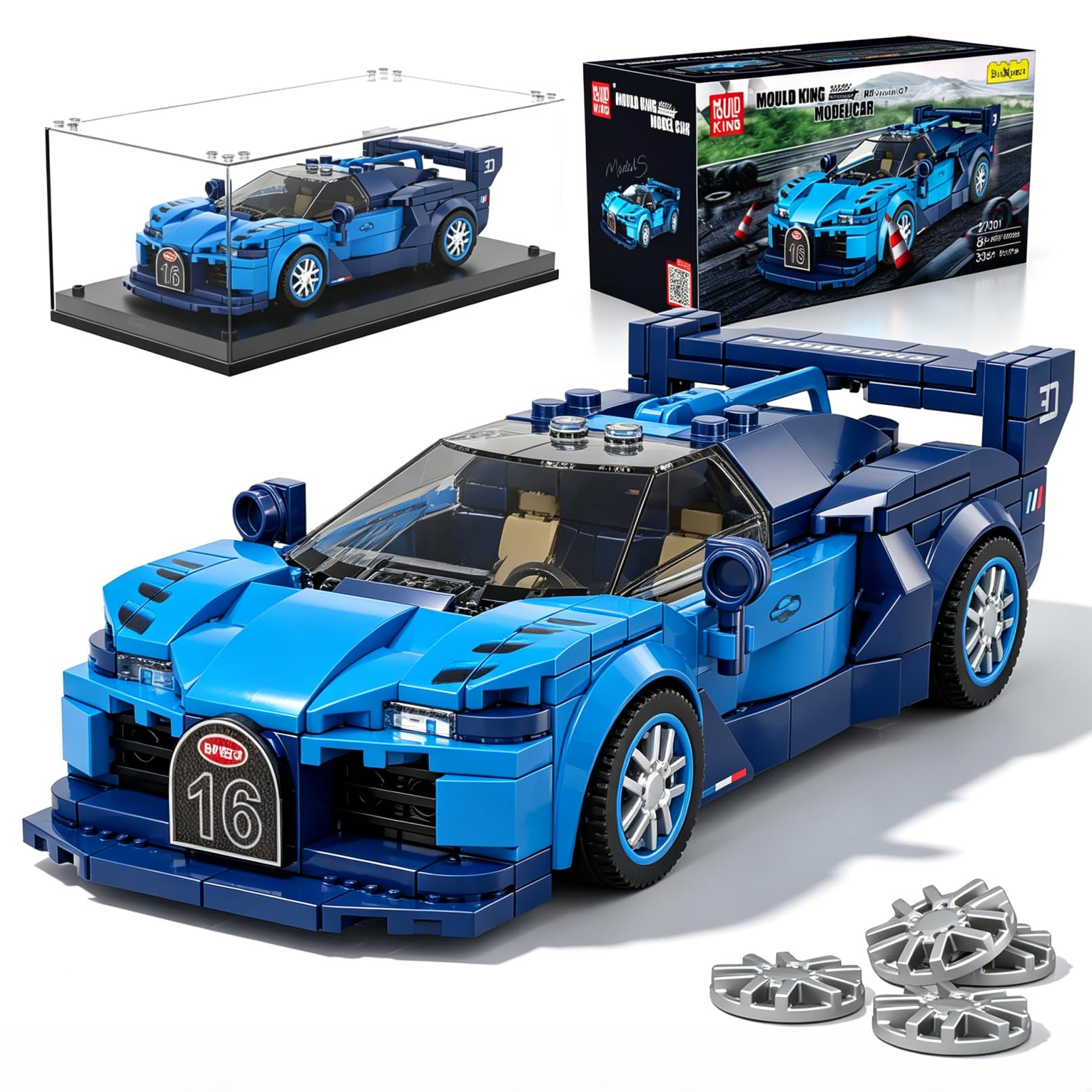 Super Sports Car Building Set with Display Case, 375 Pcs Ages 8+