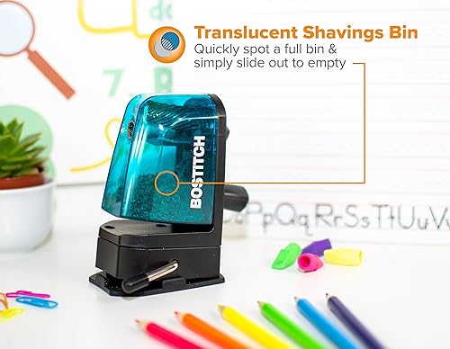 Miniatura 5 de Bostitch Office Sacapuntas manual de montaje múltiple, montaje al vacío o montaje de tornillo, azul (MPS2-BLUE)