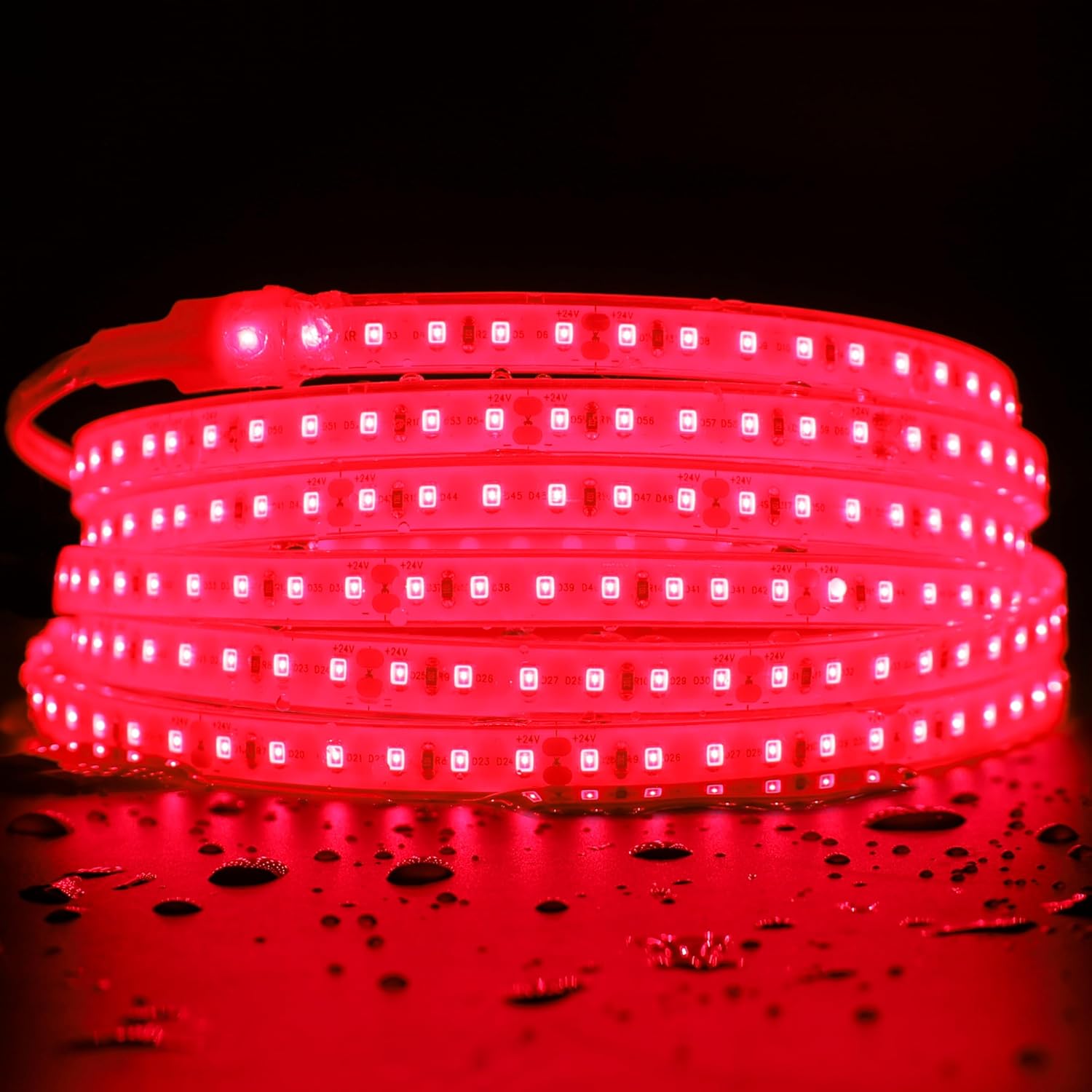 660nm Red Light Sauna LED Strip, Heat-Resistant IP68 Waterproof Flexible LED Tape Light, 24V 600 LEDs 5m/16.4Ft for Relaxation and General Lighting Use (660nm Red)