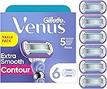 Gillette Venus Deluxe Smooth Swirl Womens Razor Blade Refills, 6 Count, Moisture Ribbon to Protect Against Irritation, Holiday Gifts for Women