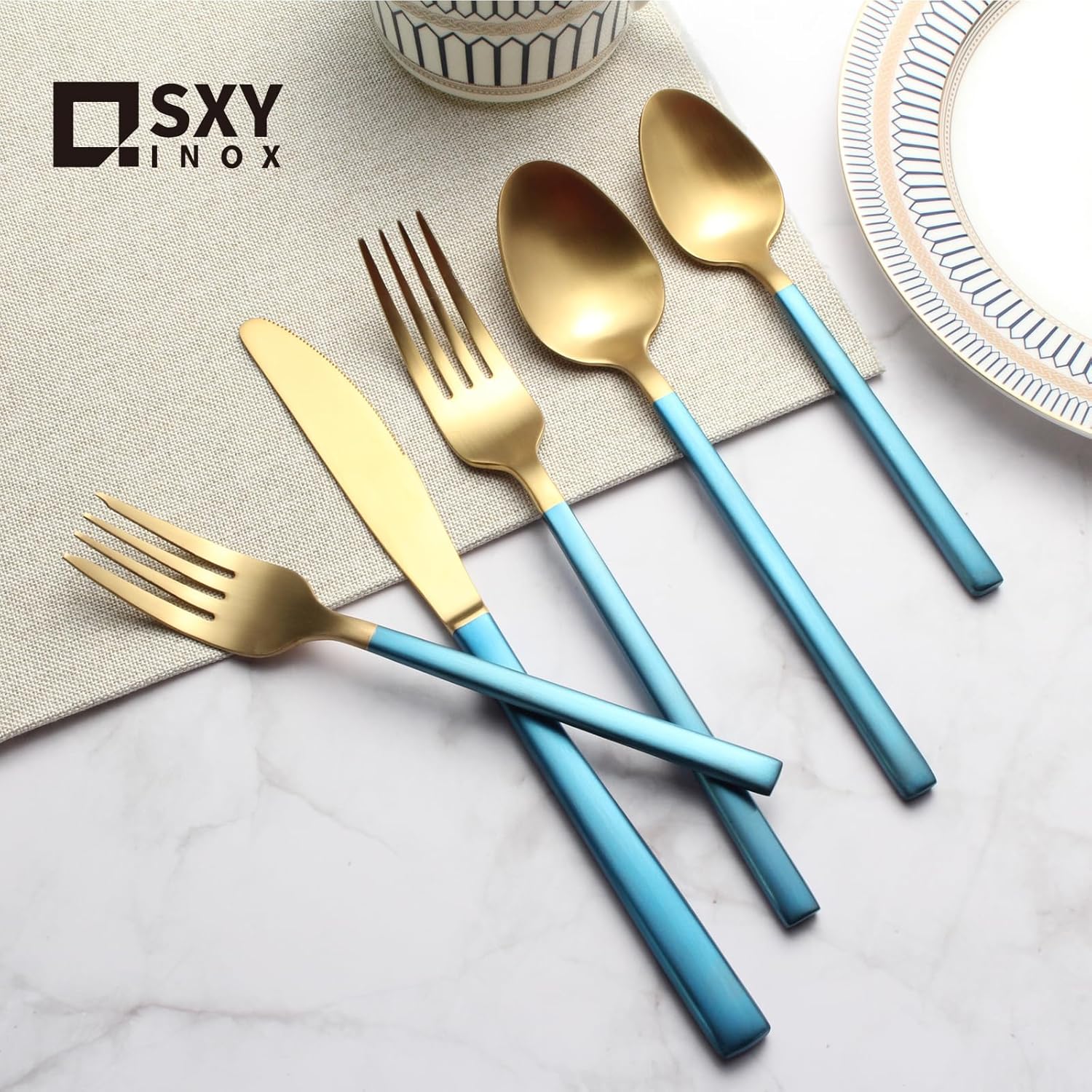 Silverware Set for 4,20 Pieces Forged Stainless Steel Flatware Set Cutlery Set,Heavy Duty and Modern Desgin,Fancy Tableware Cutlery Set for Home,Restaurant,Mirror Polished,Dishwasher Safe